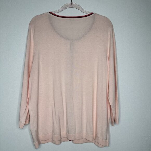 Talbots Cardigan Sweater Pink 3X Button Front 3/4 Sleeve - Picture 2 of 7